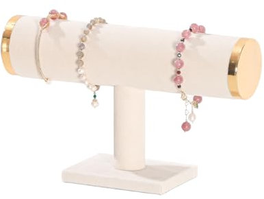 Pengup T-Bar Armband-Halter, Schmuckständer für Uhren, kleine Schmuckaufbewahrung für Mädchen (Beige)