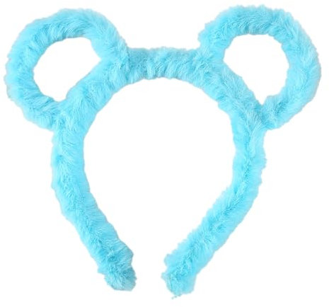 Kodbww Dickes Plüsch-Stirnband für Damen, Winter, rund, Bärenohren, Make-up, Haarband, Bandana, Blau