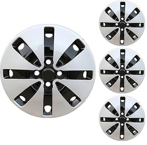 CHAOUYYZ Radkappen 4Er-Set Passend Für 14-Zoll-Autoradkappen, Passende Radkappen/Silver Black