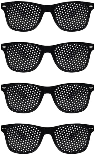 STIFFENERS 4 Pcs Pinhole Glasses, Long Distance Glasses Black Eye Glasses Durable Distance Glasses for Eyesight Strengthening Pinhole Glasses for Improving Vision