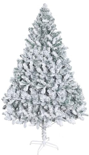 toxaaiwr 7ft Artificial Christmas Tree, Easy to Assembly Artificial Xmas Tree, with Realistic Branch and Reinforced Base, Unlit Snow Flocked Design Christmas Tree, Seasonal Snowy Decor White