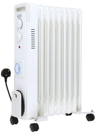 ECOSO Finn 2000W White UK Plug WiFi Oil Filled Electric Radiator - 620mm x 240mm