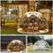 3.6 x 2.2m Gewächshaus Gartenkuppel Iglu, PVC Blasenzelt für 4-8 Per, Gartenblasenzelt mit 2x10m Lichterketten, Durchsichtiges Kuppelzelt für Hinterhof, Party, Valentinstag, Hochzeiten