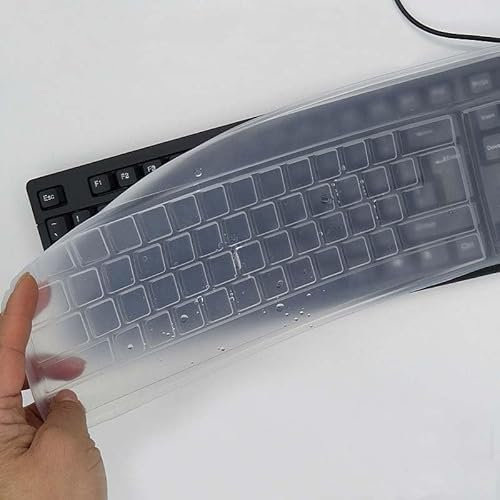 VORTINIOUS Ultra Thin Desktop PC Silicone Clear Keyboard Cover Skin Protector for 104/107 Keys Standard Desktop Keyboard, Waterproof, Dustproof, Reusable
