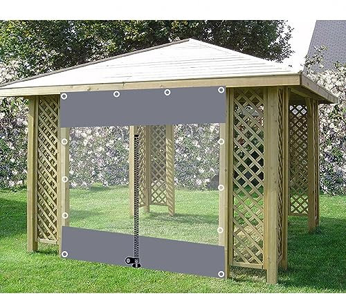 Tende trasparenti impermeabili per pergola gazebo, 5 x 2 m, pannelli laterali in PVC trasparente con cerniera per esterni, per veranda e posto auto coperto