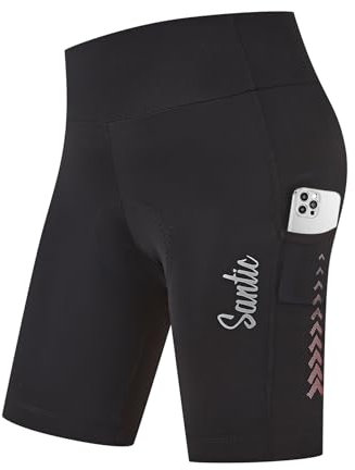 Santic Cuissard de Cyclisme Rembourré à Haute Taille Cuissard de Cyclisme pour Femmes avec Poche et Indice UPF 50+
