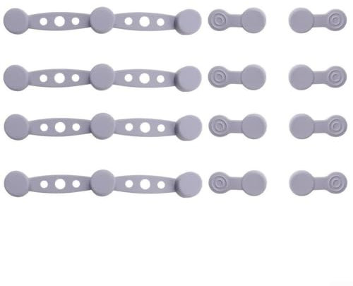 Air Fryer Magnetische Silikon-Schnallen-Set für Pergamentpapier, 4 Stück, Küchenzubehör mit langen und kurzen Clips (grau)