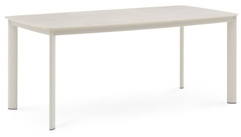 IDIMEX Gartentisch TAVOLO mit Steinplatte 180x90 cm, cremeweiß - wetterfester Outdoor mit Tischplatte aus Sinterstein, Garten Esstisch für 6-8 Personen, Terrassentisch