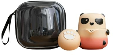 Set da tè con panda Kung Fu, set da tè da viaggio in ceramica, romantico, colore rosa, con borsa da viaggio