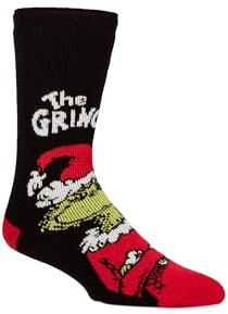 HEAT HOLDERS SOCKSHOP The Grinch Thermal Socks for Men 1.6 TOG Lite Thick Warm Cosy Soft Winter Lounge Bed Wear Novelty Character Gift Comfortable Cold Weather Layers Indoor Use