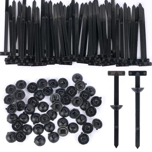 50Pcs Nylon Universal Cable Tie Buckle, Heavy-Duty Self-Locking Nylon Zip Ties Holders, Universal Push Mount Zip Tie Holders, Multipurpose Plastic Cable Ties Tool