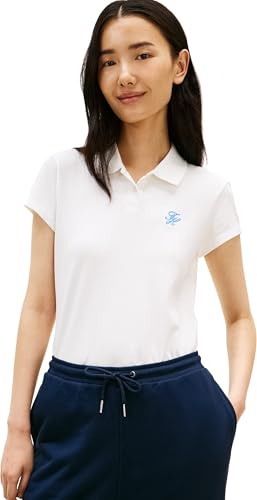Tommy Hilfiger Damen Th Script Slim Ss Polo Ww0ww49259 S/S Poloshirt (1er Pack)