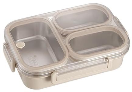 Chdnhe Edelstahl Brotdose Kinder, 1000ml Auslaufsicher Metal Lunch Box Kinder mit 3 Fächern und Dichtring, Sandwich-/Salat-/Snackbehälter für Studenten, Schule, Reisen Picknick, Kindertagesstätte