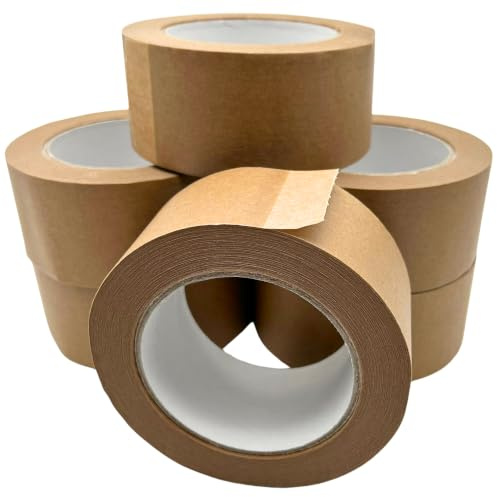 PaperXpert Papierklebeband 6 Rollen | 50 m | 50 mm Breite | extra starke Klebekraft | Papierträger mit Naturkautschukkleber | Premium Markenqualität – Made in Germany