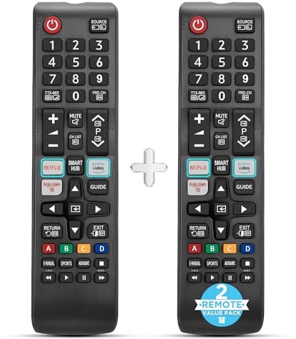2 Pack Samsung TV Remote Control Replacement for Smart TVs Universal Remote for LED QLED UHD 4K 8K TVs No Setup Required Netflix Prime Video Rakuten Shortcut Buttons