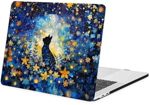FFBOFFC Hülle Kompatibel mit MacBook Pro 13 Zoll 2020 2019 2018 2017 2016 Freisetzung A2338 A2289 A2251 A2159 A1989 A1708 A1706 M2 M1 Chip, Kunststoff Harte Schutzend Case, Katzen & Blumen