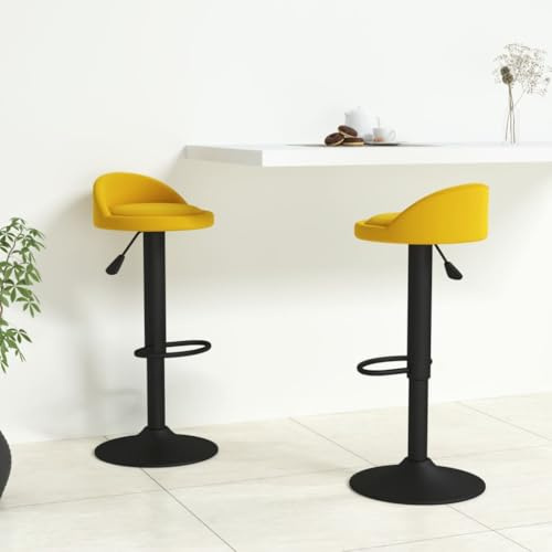 MOBCANT Barhocker 2 STK. Gelb Samt - Elegante und Trendige Küchenhocker für Modernes Wohnzimmer