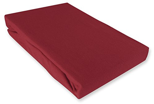 Julido Jersey Spannbettlaken 90-100x190-200 cm, Betttuch mit Gummizug, Bettlaken Bordeaux aus Baumwolle, Oeko-Tex Standard 100