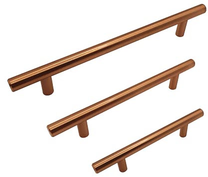 FittingsCo VEROLI T Bar Handle Copper Finish Various Hole Centres Available (160mm Hole Centres)