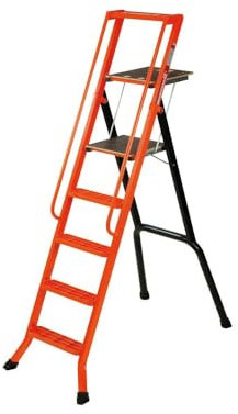 MONDELIN - Escabeau Aluminium Pro – Échelle Pliable avec Plateforme | avec Main Courante - Charge Max. 150 kg (110 cm)