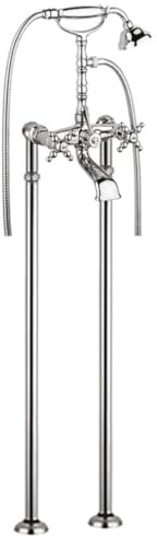 Casa Padrino Jugendstil Badewannen Armatur Silber H. 105,5 cm - Nostalgische Badezimmer Badewannen Armatur mit Brause und Standfüßen