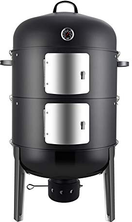 Realcook Charcoal BBQ Smoker Grill - 20 Inch Vertical Smoker for Outdoor Cooking Grilling