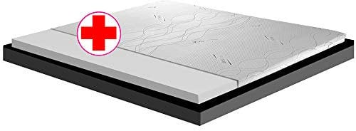 GEEMMA s.r.l. Topper matrimoniale, topper MOLTO RIGIDO 160x190, correttore ortopedico CAUCCIU FOAM H6, Sovra materasso DISPOSITIVO MEDICO DETRAIBILE, tessuto sfoderabile 4 lati in filo in ARGENTO