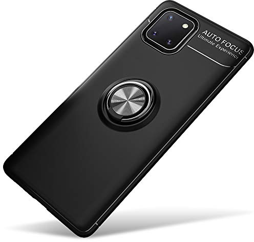 NALIA Ring Handyhülle kompatibel mit Samsung Galaxy Note 10 Lite Hülle, Silikon Cover mit 360-Grad Finger-Halter für magnetische KFZ-Halterung, Schutzhülle Phone Case Handy-Tasche, Farbe:Schwarz