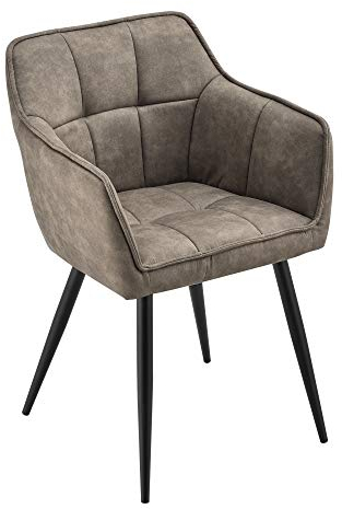 [en.casa] Esszimmerstuhl Birmingham Armlehnstuhl Bürostuhl Polsterstuhl mit Rückenlehne Taupe Schwarz mit Metallbeine 81 x 57 x 53 cm