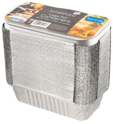 Homeshopa Aluminum Foil Trays Containers with Lids, 100 Pack Large Disposable Meal Prep Baking Food Storage Takeaway Tins, Reusable Food Container for Roasting Baking Broiling Cooking and Freezing