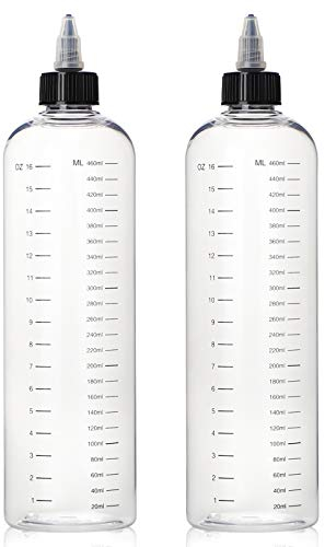 Segbeauty 2pcs Bouteilles cheveux, colorant 500ml Couleur des cheveux Bouteille Squeeze avec échelle de mesure du ratio graduées, Rechargeables plastique vide Dyeing outil pour Salon