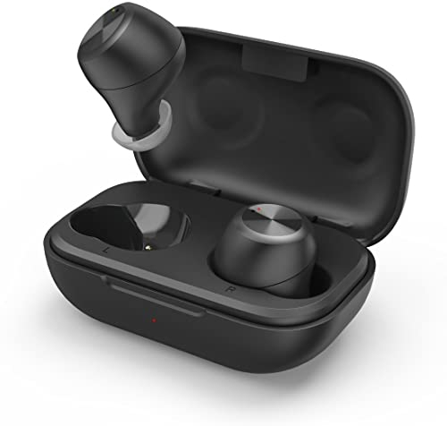 Thomson Auriculares Bluetooth (inalámbricos con micrófono, base de carga, control táctil y voz, IPX4, Bluetooth 5.0), Negro