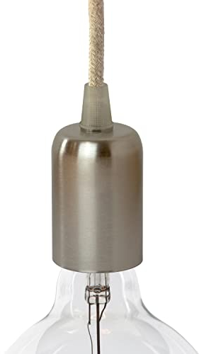 AMARCORDS - Lampenfassung E27 Vintage Retro Edison Metall für Pendelleuchte. Ausführung im Industriestil NICKEL
