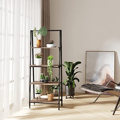 Novilla Leiterregal, Bücherregal für Wohnzimmer, Schlafzimmer, Küche, Kaffeefarbe