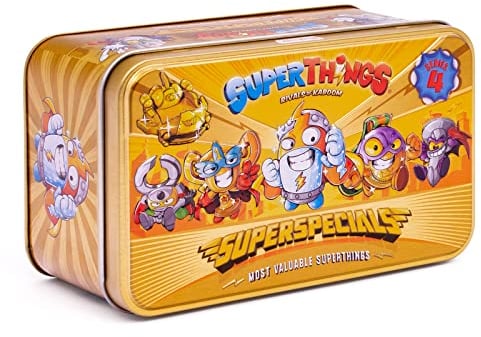SUPERTHINGS Series 4 Gold Tin – It contains all the special figures from Series 4, including the ultra-rare (Kid Kazoom), the 2 gold leaders, the 6 silver captains and the 2 gold Blasterjets