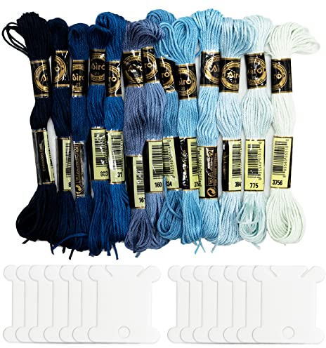 14 matassine sfumato Blu Filo da Ricamo, Fili a Punto Croce Braccialetti dell'amicizia Filo con14 Bobine di Filo interdentale