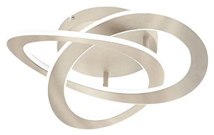 EGLO LED Deckenlampe Rolimare, Deckenleuchte mit geschwungenen RIngen, Wohnzimmerlampe aus Aluminium in Nickel-matt und Kunststoff in weiß, Lampe Decke neutralweiß
