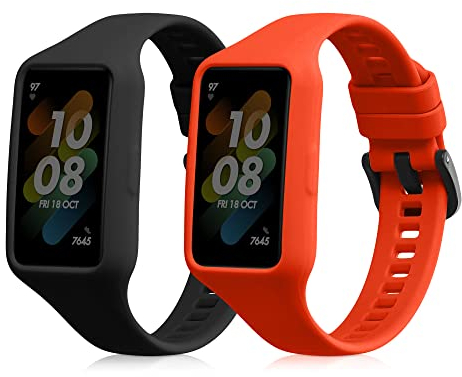 kwmobile Pulsera compatible con Huawei Band 7 / Band 6 / Honor Band 6 correa - 2x Correas de silicona flexible - Tamaño ajustable