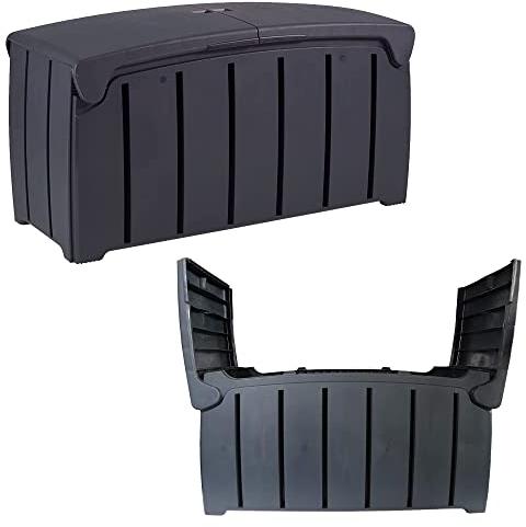 Multipurpose Outdoor Weather Proof Black Garden Storage Box Extra Large 322 Litre Capacity With A Butterfly Lid