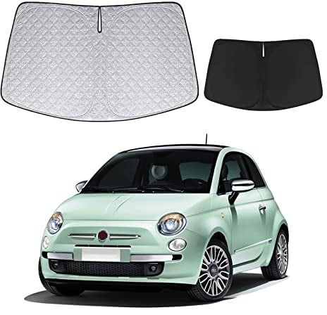 Opaltool Frontscheiben Sonnenschutz Auto Ersatz für FIAT 500 2007-2023, Frontscheibenabdeckung Auto Faltbare Windschutzscheibenabdeckung Innere Blöcke UV-Strahlen Sonnenblende Protector