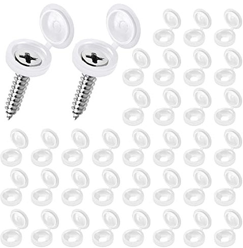 Lot de 100 Cache Vis Blanc 15mm à Charnière en Plastique pour M 4 à M 6 - Cache Rivet Capuchon