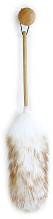 Plumeau en Laine d'agneau avec Manche en Bois Massif, Flexible, Bonne Prise en Main, Antistatique, plumeau