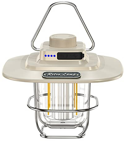 Lixada Vintage LED-Campinglaterne, wasserfest, Typ C, wiederaufladbar, für Outdoor, Wandern, Stromausfall, Notausgang, Hinterhof, Terrasse