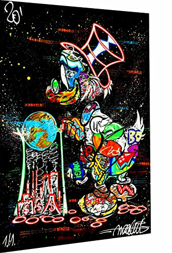 Magic Canvas Art - Bilder Pop Art Dagobert Kunst Leinwandbild 1- teilig Hochwertiger Kunstdruck modern Wandbilder Wanddekoration Design Wand Bild, Größe: 60 x 60 cm