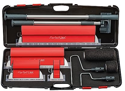 Boldrini Kit Set di spatole Professionali per rasature e lisciature su pareti e soffitti. Completo di spatole, pertiche e rulli. Professional finishing Set. L'Originale!