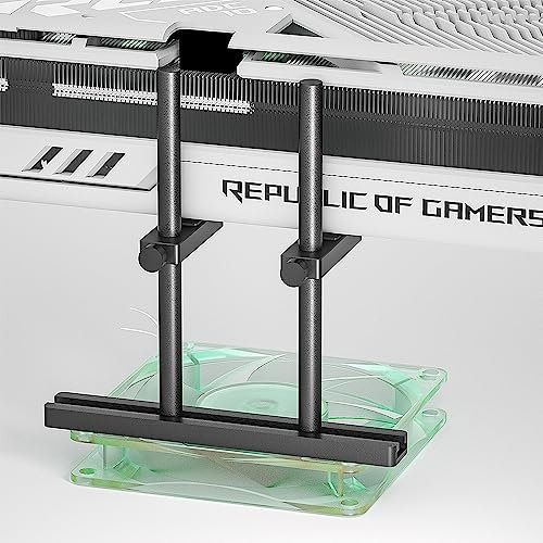 JOYJOM GPU Halterung: Dual Brace, Aluminium, Fan Montage, Silber, 128mm