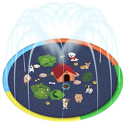 Sprinkler Wasser-Spielmatte Splash | Ø 170 cm PVC Anti-Rutsch Matte | Sommer Garten Wasserspielzeug Für Baby, Kinder, Hund Und Haustiere