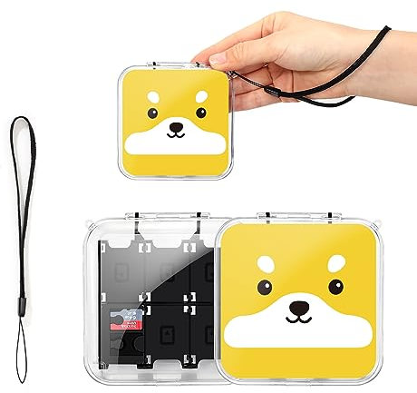 DLseego Game Card Case for Switch/Switch OLED,Clear Hard Portable Shell Storage Holder with 12 Game Slots Holder and 2 SD Card Slots,Yellow Dog