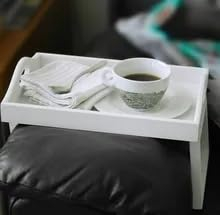 IFJA Foldable Bed Tray with Folding Legs - Portable Wooden Tray Table for Serving Snack - Live Comfortably (White)