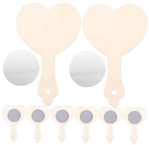 Abaodam 10st Holzspiegel Selber Machen DIY Handspiegel Aus Taschenspiegel Für Make-up Kleiner Holzspiegel Unvollendeter Holzspiegel Handspiegel Für Spielzeuge Schimmel Glas Handheld